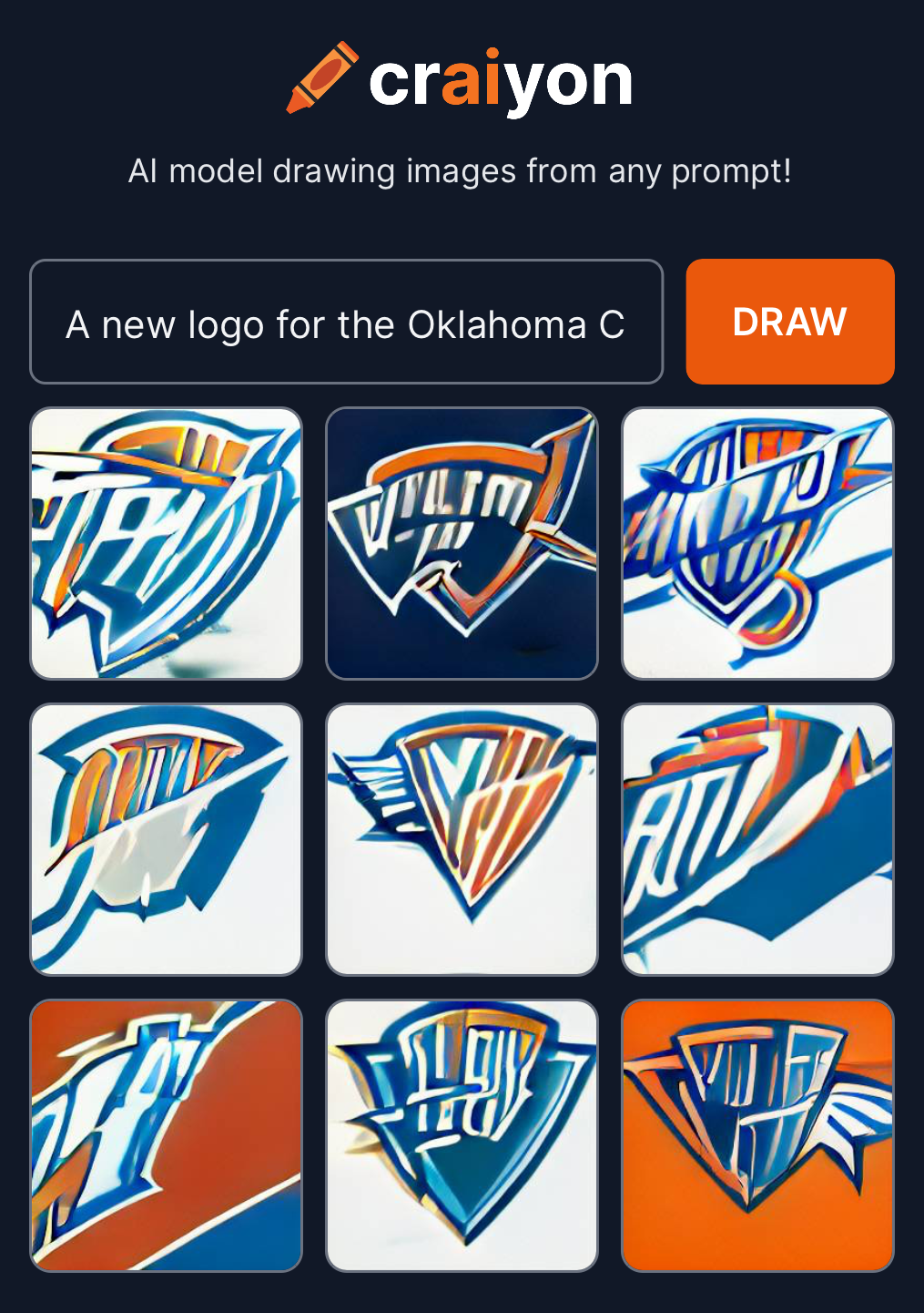 Oklahoma City Thunder AI logos