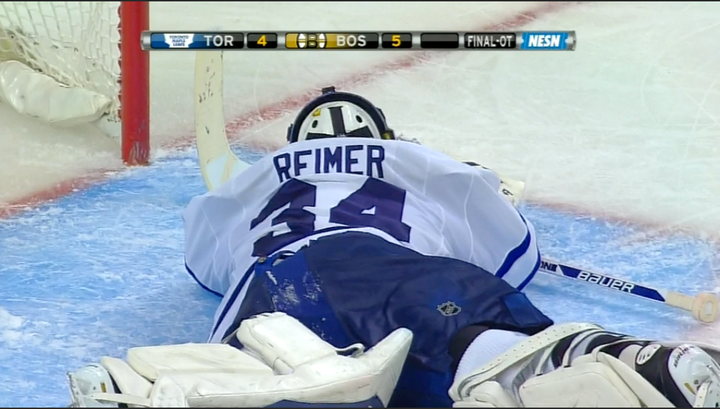 James Reimer against Bruins