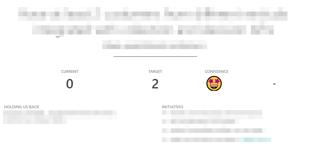 Visão detalhada de um KR, usada na discussão para votar, elicitar obstáculos e ações de mitigação