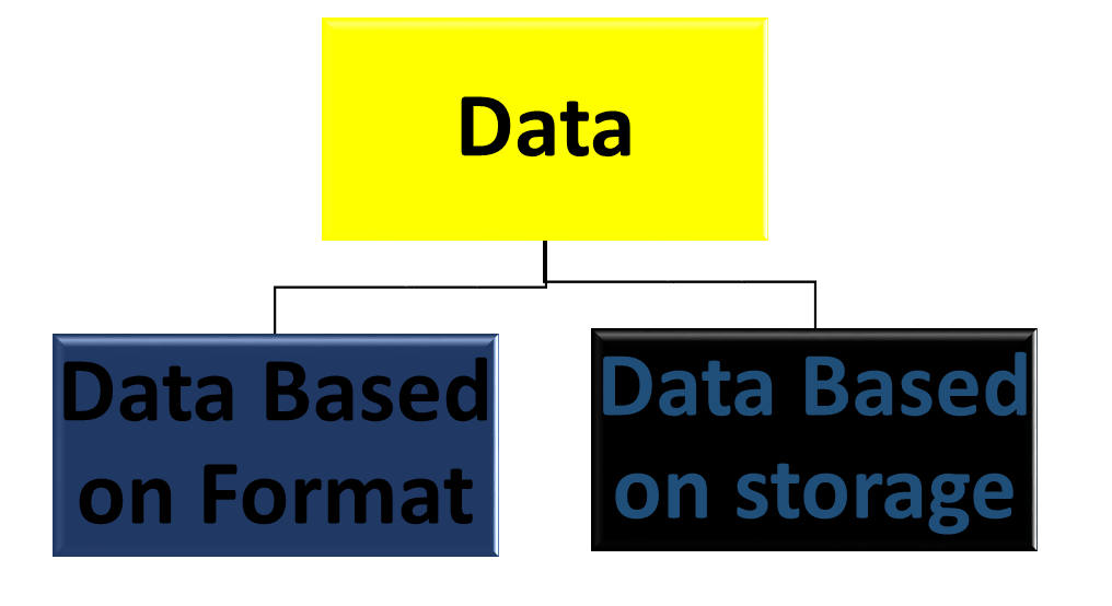 A smart showing the classification of data based on format or strage.
