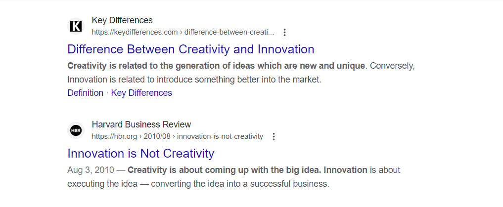 HBR — difference between creativity and innovation[/caption]