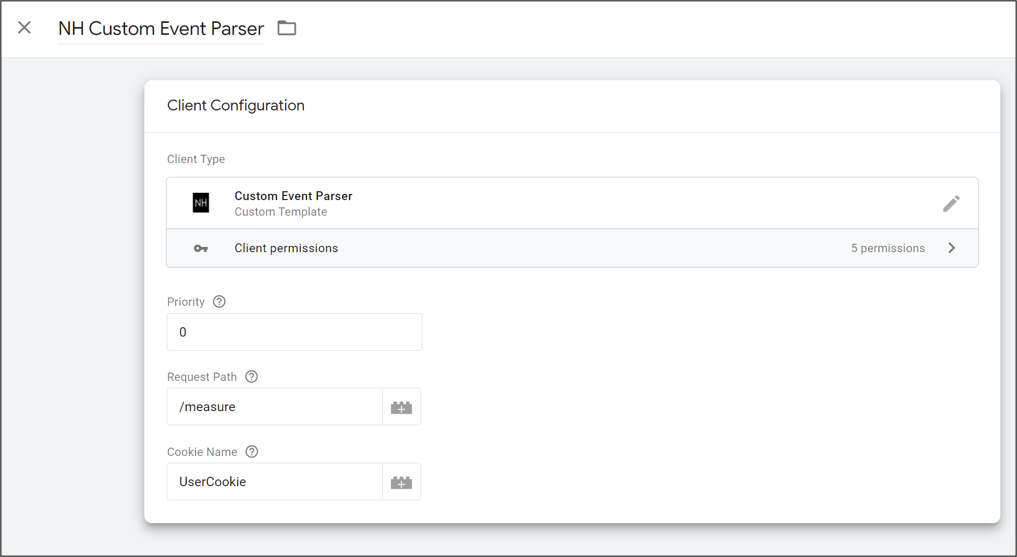 GTM server-side custom event parser configuration