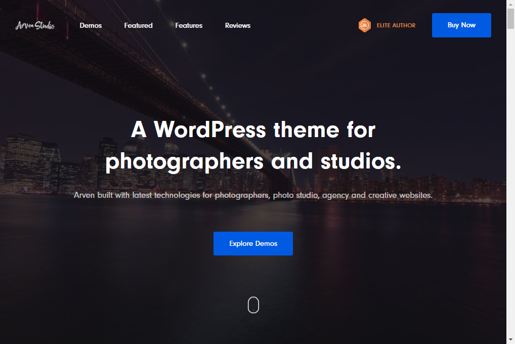 Arven — parallax website templates for photographers