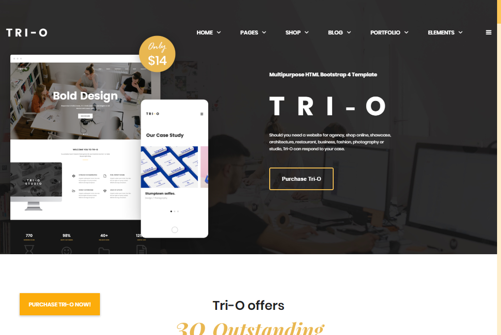 Tri-O — Multipurpose HTML Template with Call-To-Action Button