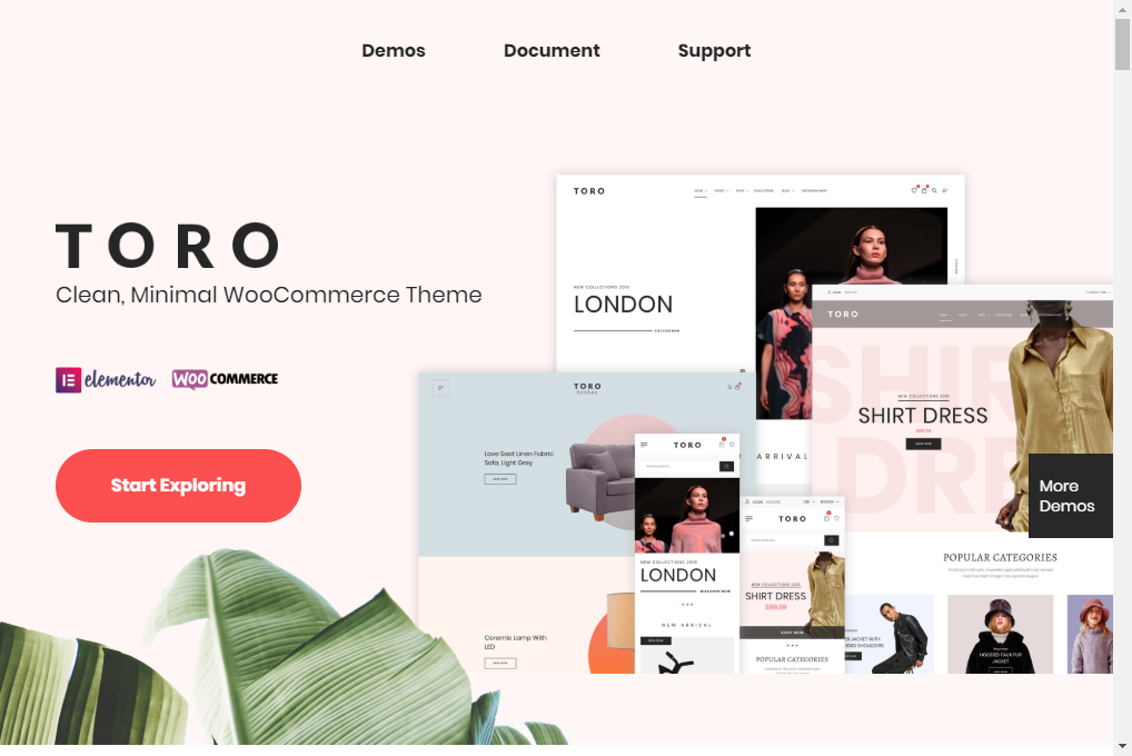 Toro — minimalist parallax website templates