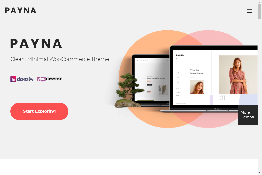 Payna — parallax website templates for WooCommerce