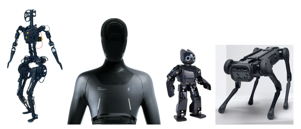 Black (dominant) robots; Fourier GR-1, Figure 01, Darwin, Unitree Go