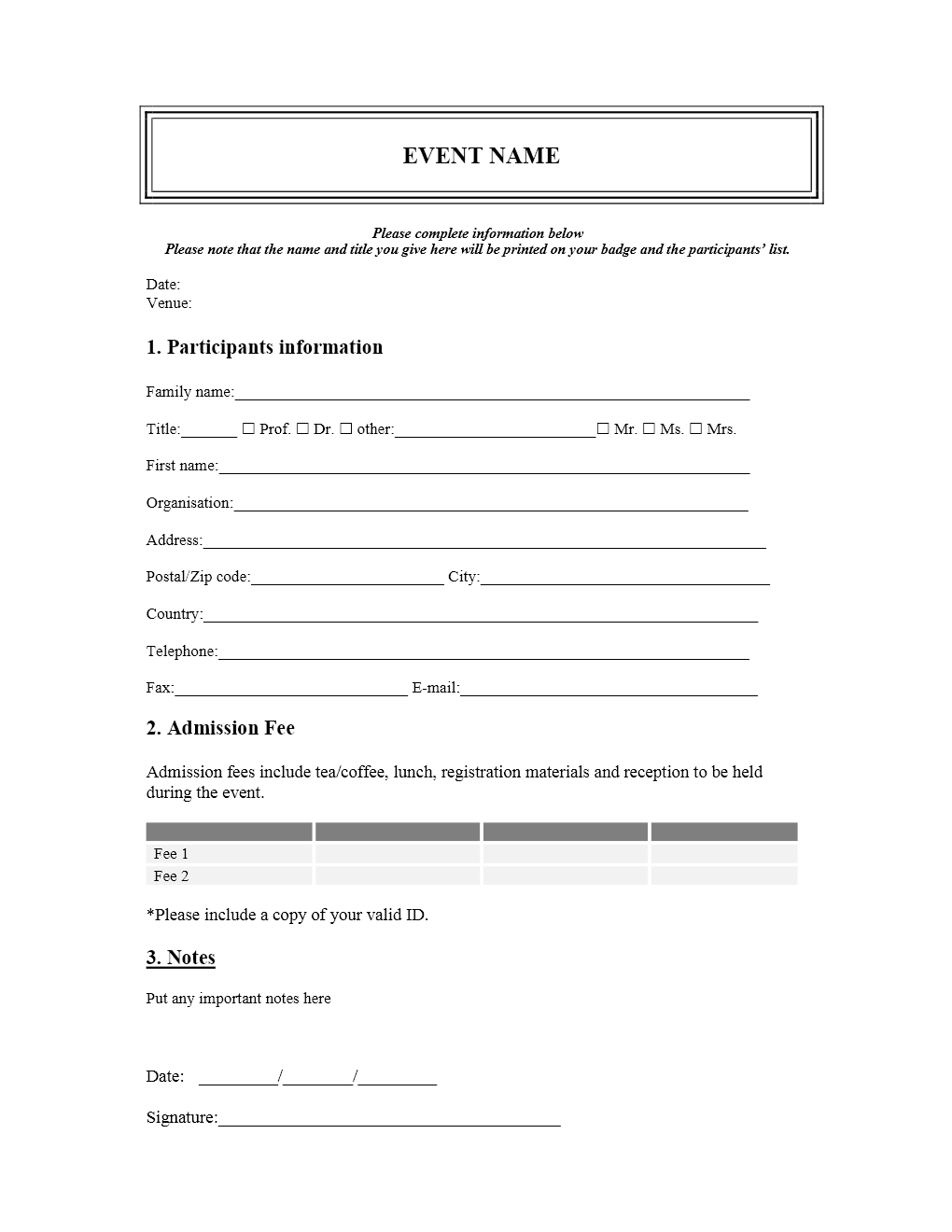 Entry Form Template Word charlotte clergy coalition