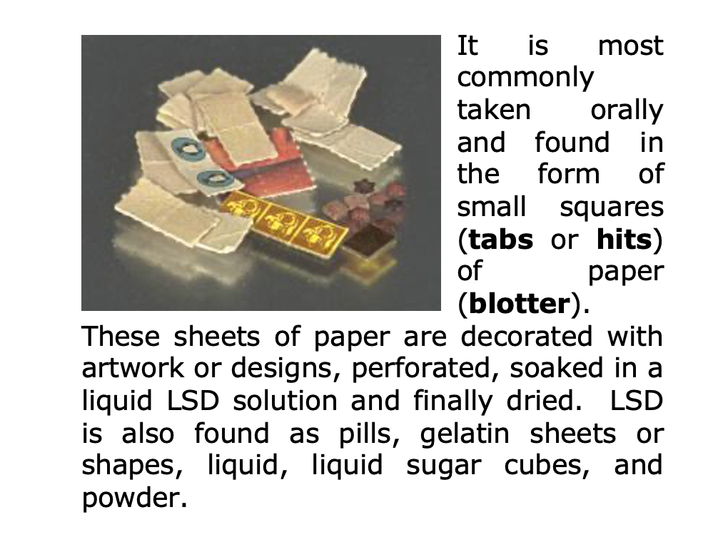 A screenshot from the brochure with a picture of assorted blotter tabs.