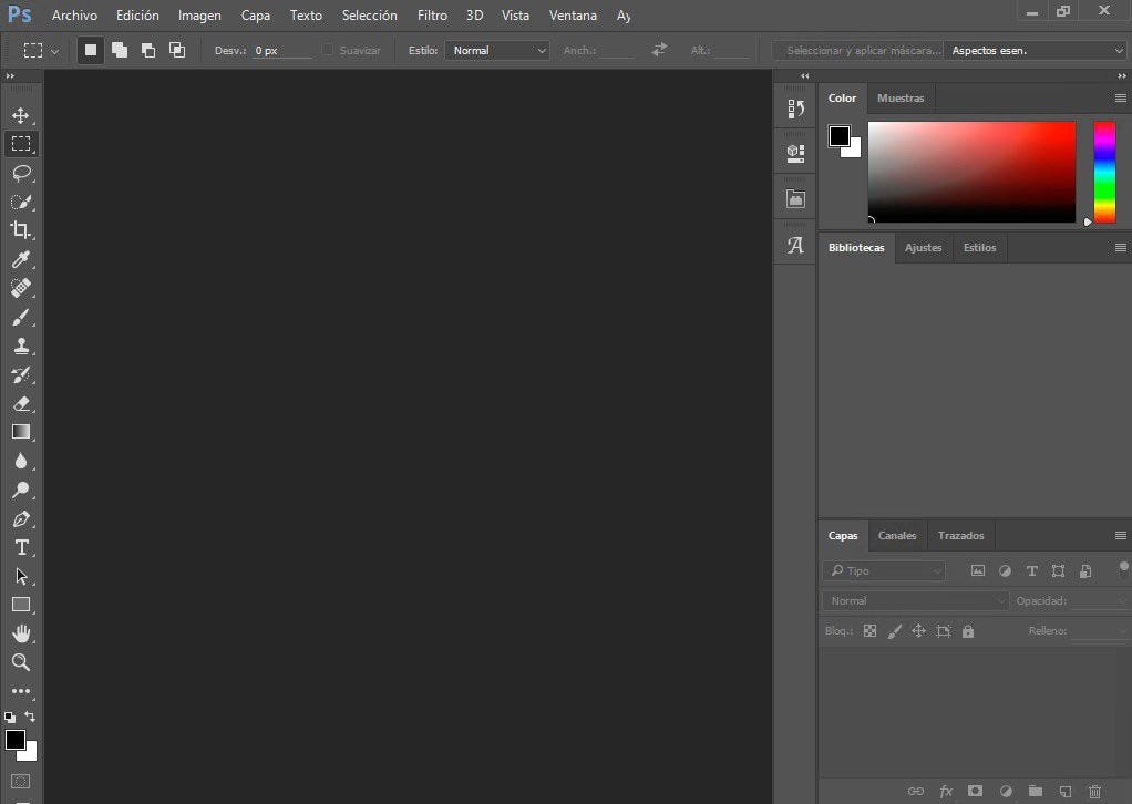 Adobe’s Photoshop main interface.