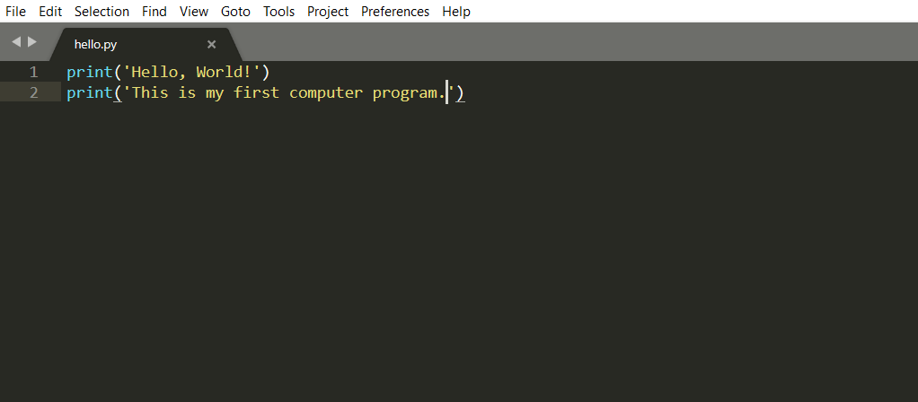Writing your first script in sublime text editor