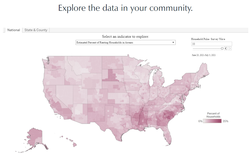 Surgo Ventures Interactive map to explore county-level rental arrears estimates across the country.