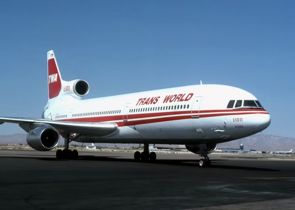 TWA L1011 Tristar wide body airplane