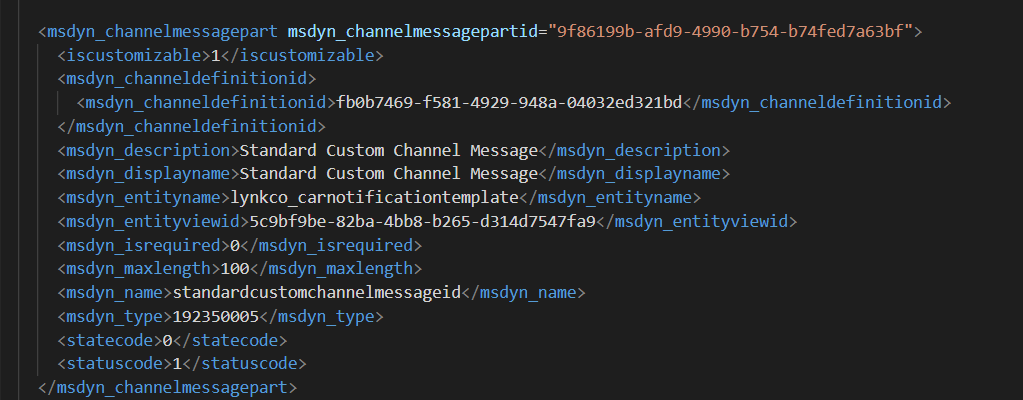 Standard Custom Channel Message as message part definition