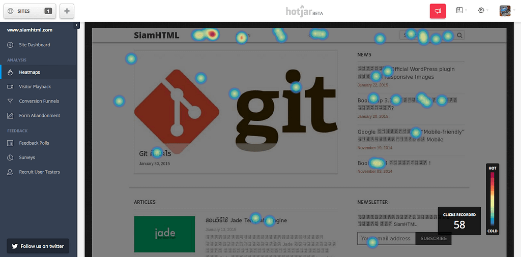 Heatmaps ของ Hotjar