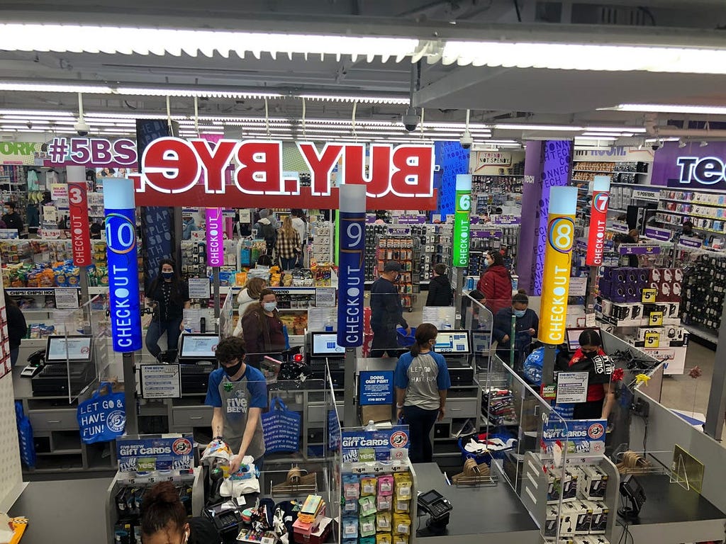 Inside Five Below.