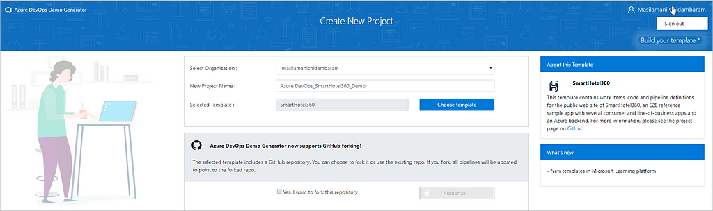 Create New Project page with project name set