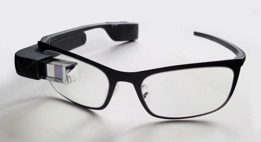 The Google Glass with the spectacles' frame. 