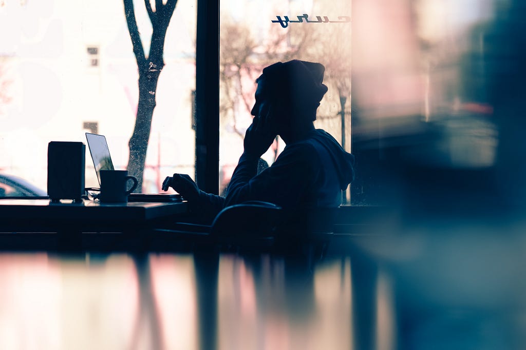 Freelancer working from a cafe