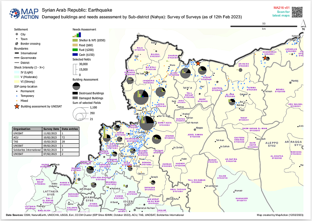 Map from MapAction: Damaged Buildings and Needs Assessment