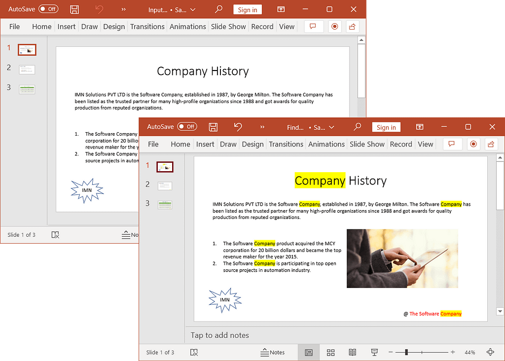 Find and Highlight Feature in WPF PowerPoint Library