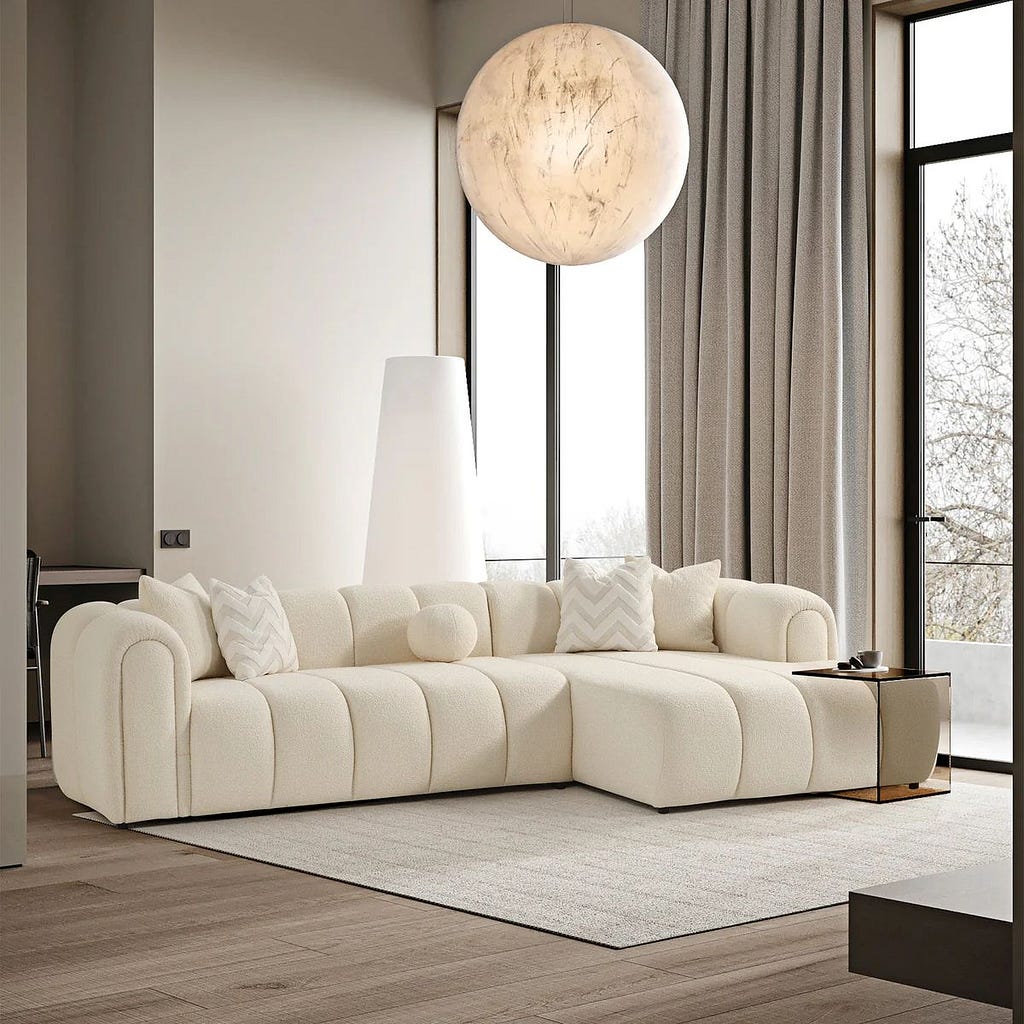 Bella Ivory Boucle Sectional Sofa (Mid in Mod)