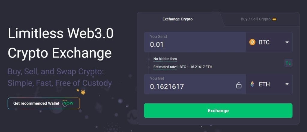 ChangeNow, the best crypto swap website for 2024