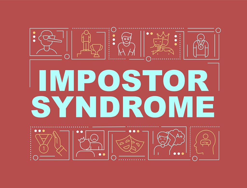 'Imposter syndrome' written on a banner.