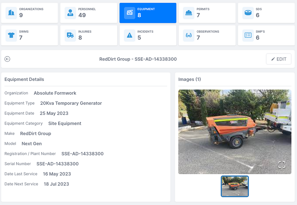 Construction equipment register