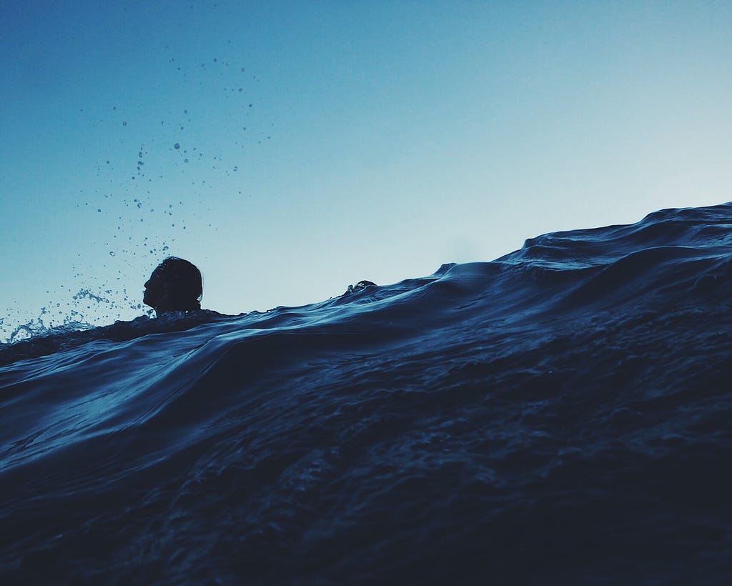 A swimmer in an ocean