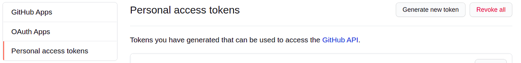 Create personal access token in github
