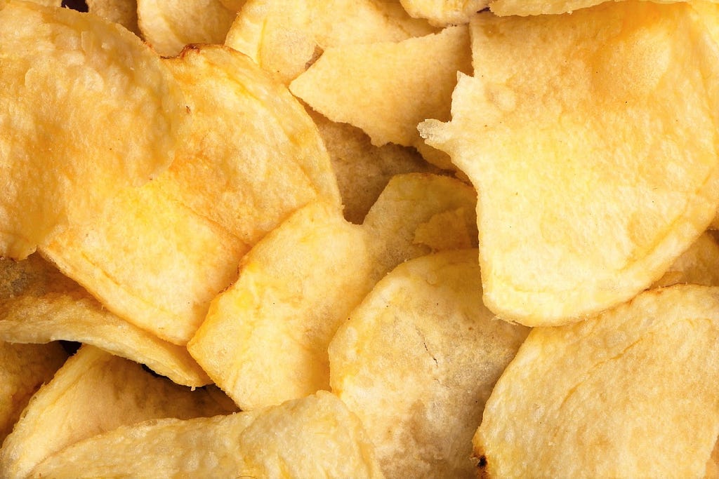 A close-up of some potato chips.