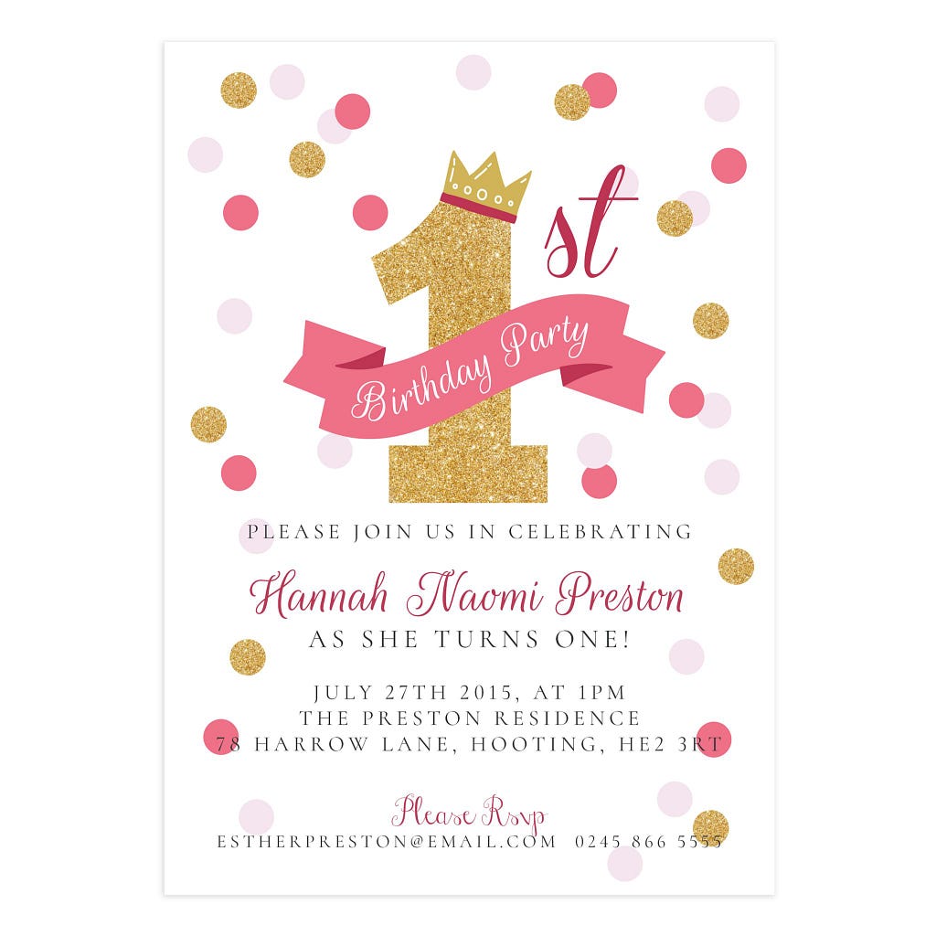 First Birthday Invitation Template for Mockaroon