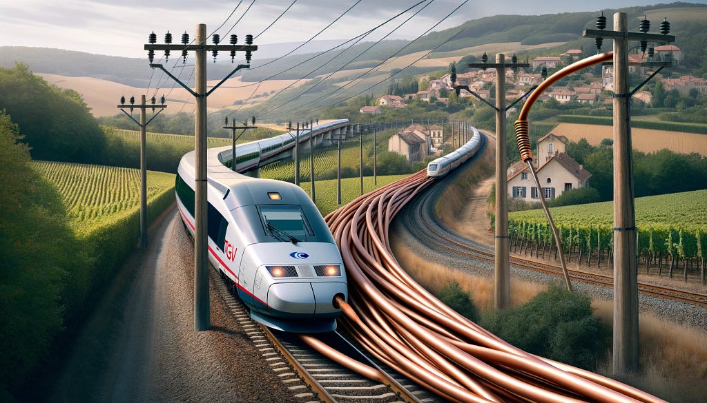 Un TGV qui roule sur un cable ADSL