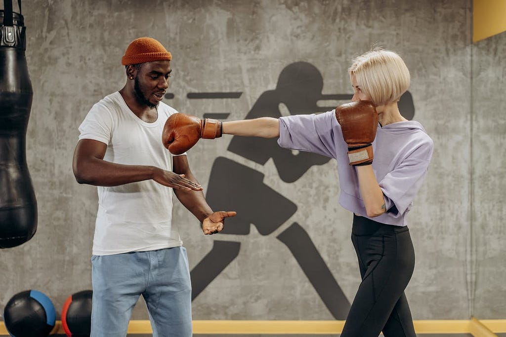 A boxer being coached