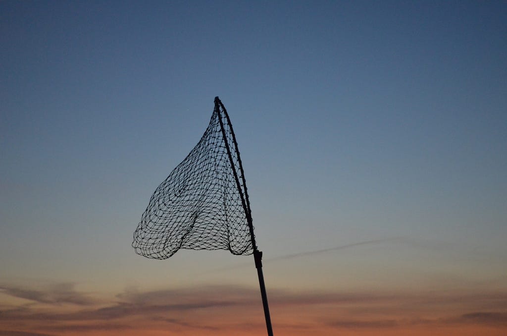 Hunting net waving in the air