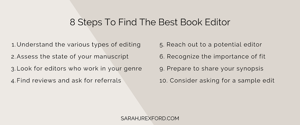 8 steps to find the best book editor — numbered list