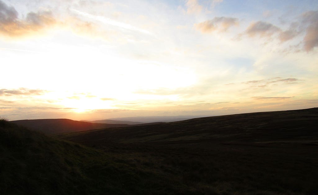 Sunset in the Yorkshire Dales.  From Hugh Seat.  Camping.