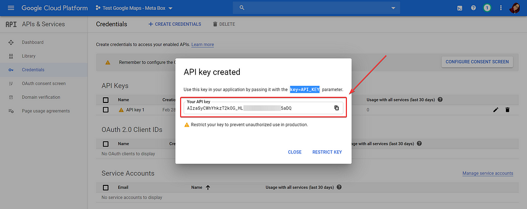 Get the Google Maps API Key