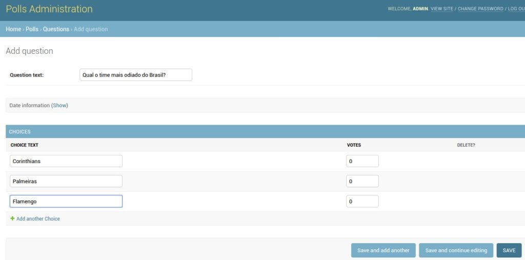 django polls admin
