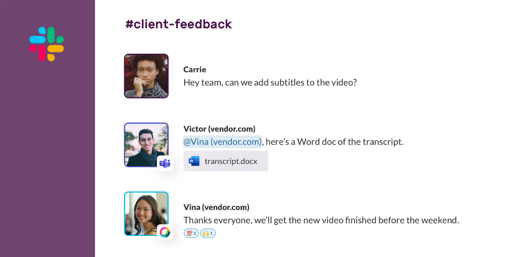 Stay in Slack and chat with Microsoft Teams users and Webex Teams users