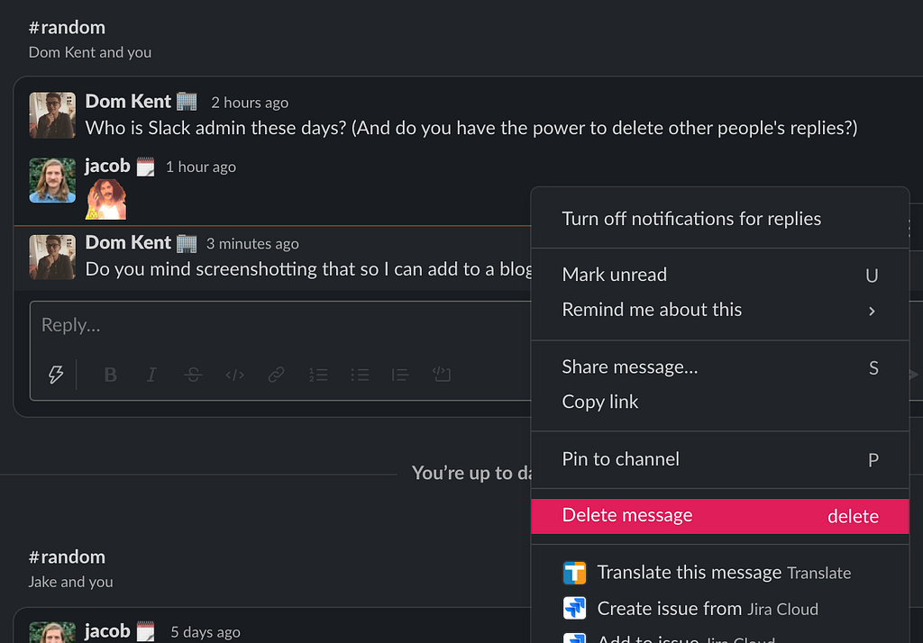 How to delete a Slack thread