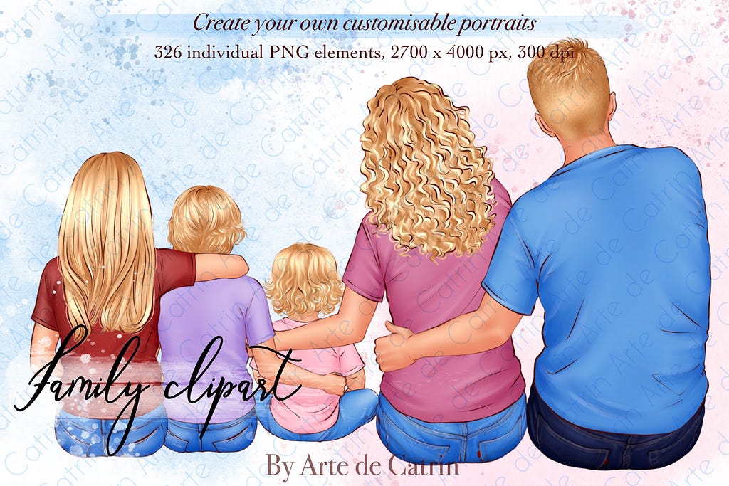 Family Clipart, Father's Day, Mom Day Graphic Illustrations