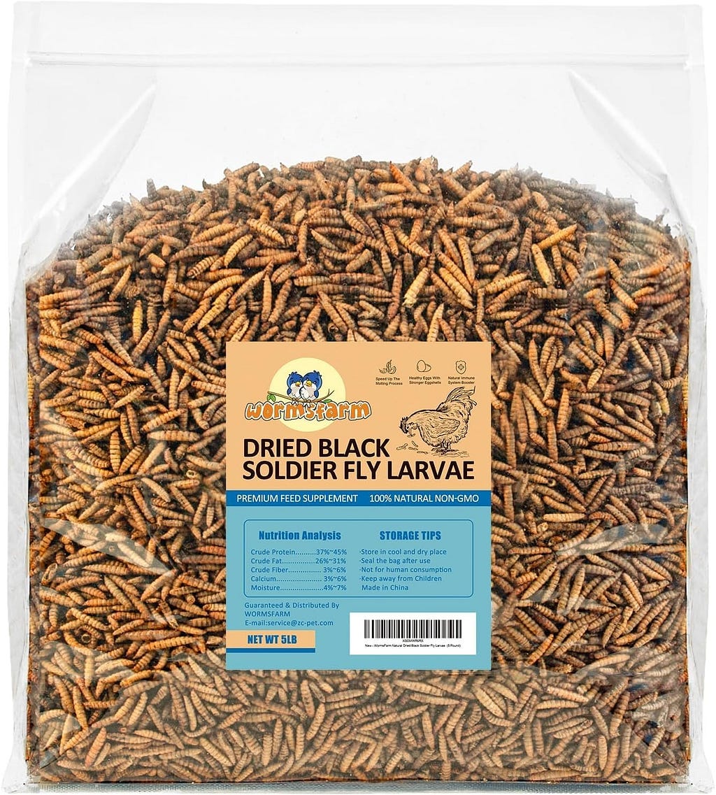 5LB Dried Black Soldier Fly Larvae Treat for Chicken More Calcium than Mealworms,for Laying Hen,Wild Birds (5 Pound)