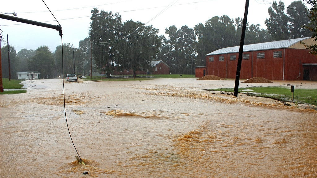 A flooded road in Duck Hill, Miss. Photo by Romona Williams