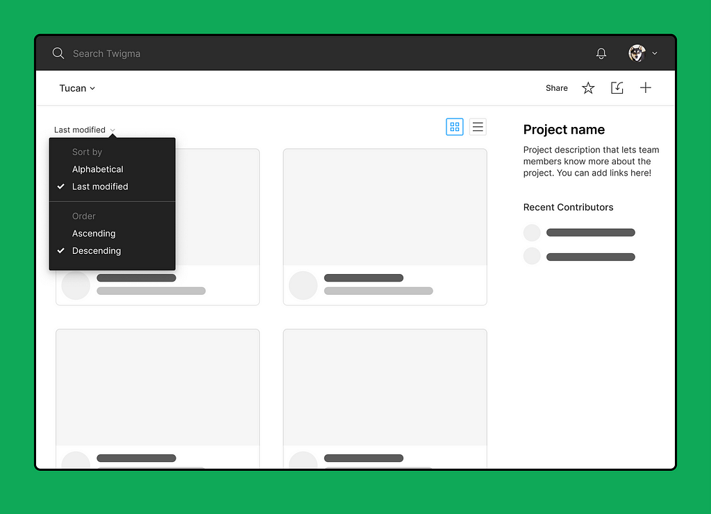 Image showing a project page on the Figma app