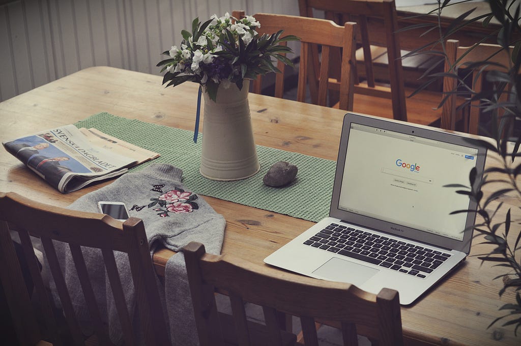 Laptop on a counter for a Freelancer that is working as a digital nomad