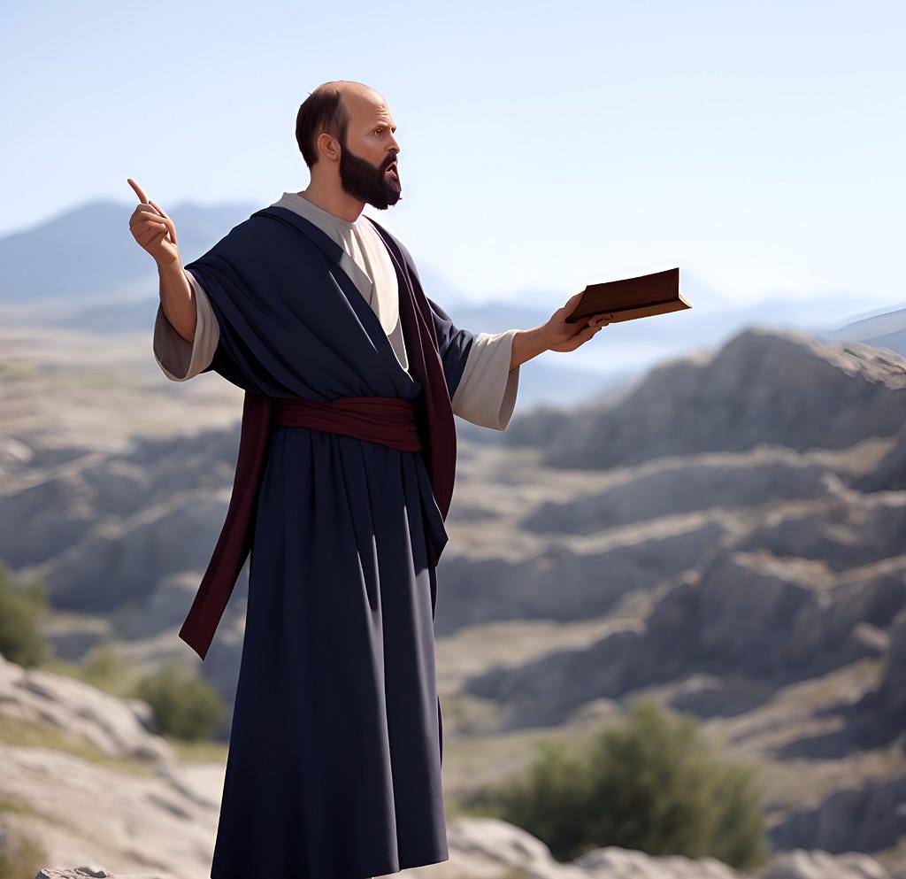An image of Paul preaching