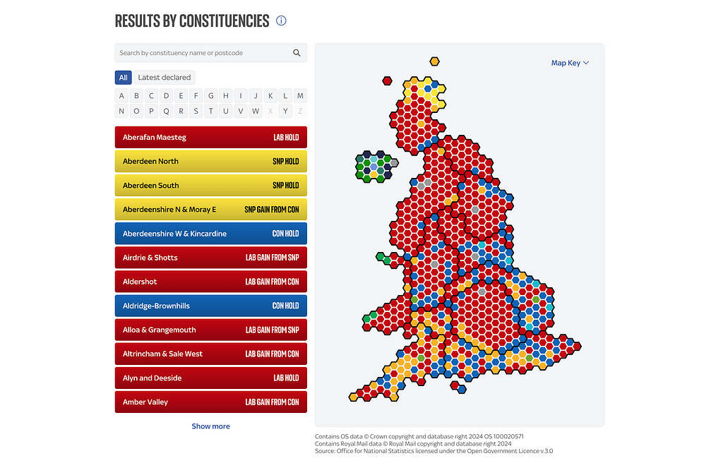 Sky News’s UK election map