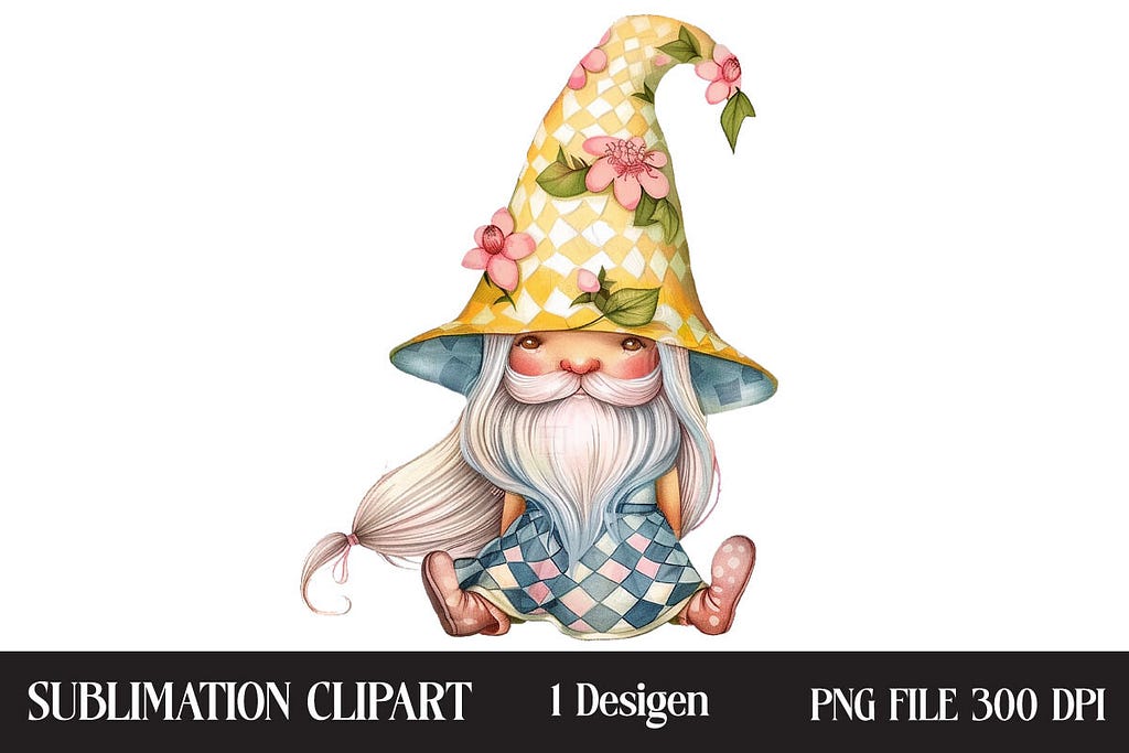 Watercolor Summer Girl Gnome Clipart Graphic Illustrations